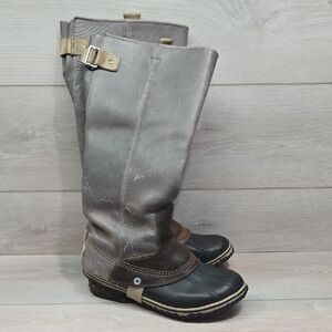 Sorel Women Leather Duck Stylish Two-Tone Knee-High Boots Shoes Sz 8